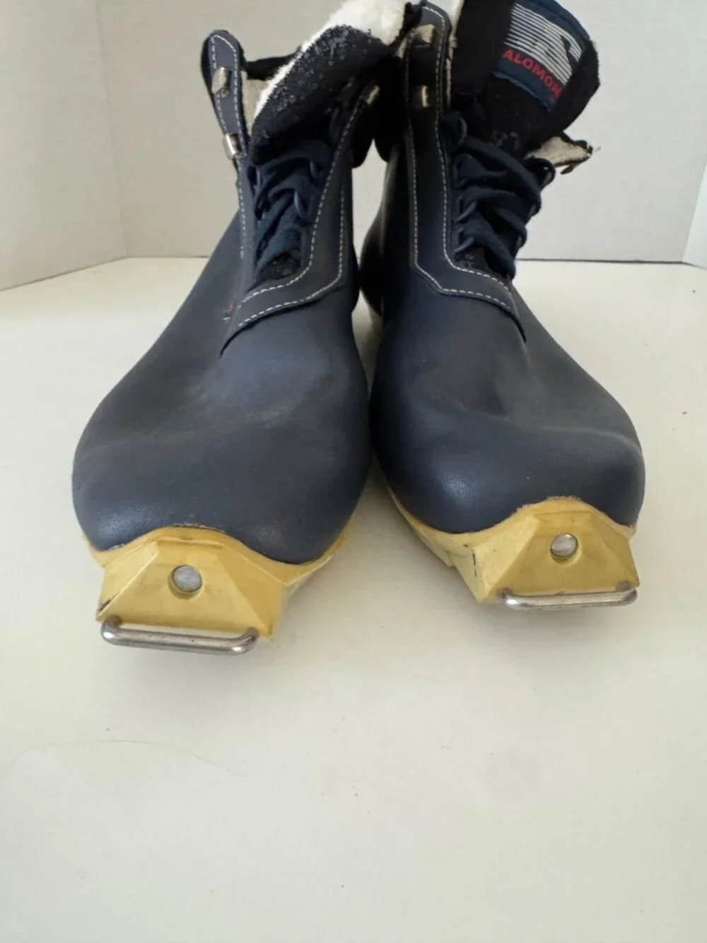 Salomon Vintage SR301 Blue Leather Nordic Cross Country Ski Boot EU46 Duckbill T
